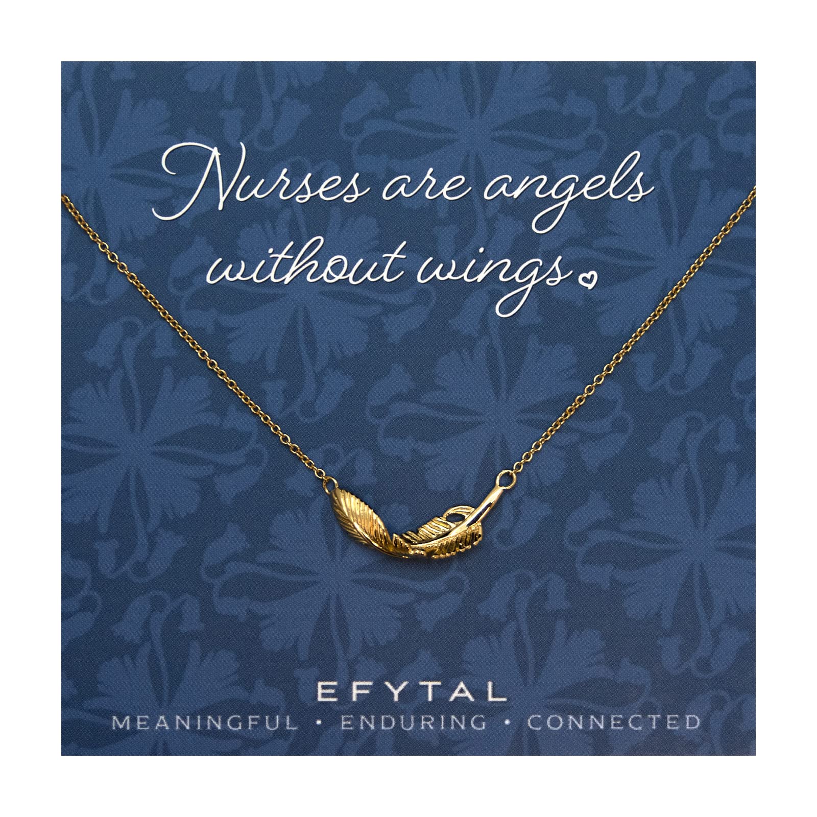 EFYTAL Nurse Gifts for Women, Sterling Silver or Gold Plated Feather Necklace, RN Gifts for Nurses, Gift for Practitioner, Graduation, School Nurse, Registered Nurse (14k Gold Plated)