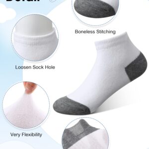 Foaincore 100 Pairs Kids Socks Bulk, Baby and Toddler Ankle and Low Cut Socks Half Cushion No Show Socks for Boys and Girls (White/Grey)