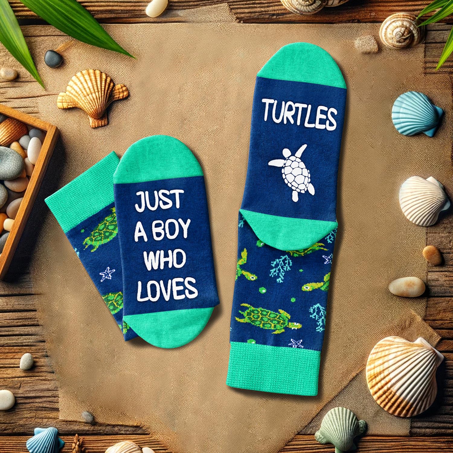 HAPPYPOP Kids Turtle Gifts Boys - Funny Socks for Kids 7-9 Years, Boys Novelty Socks Childrens Sea Turtle Socks