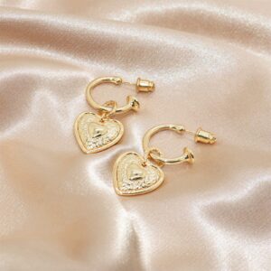 18k Gold Heart Earrings 925 Silver Needles, Lightweight Thick Open Mouth Hoop | Women's Gold Hoop Earrings