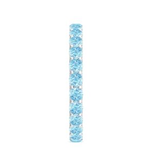 Certified Natural Aquamarine Full Eternity Ring, AAA Quality, March Birthstone Ring - With Jewelry Box, 14K White Gold, Size:US 6.50