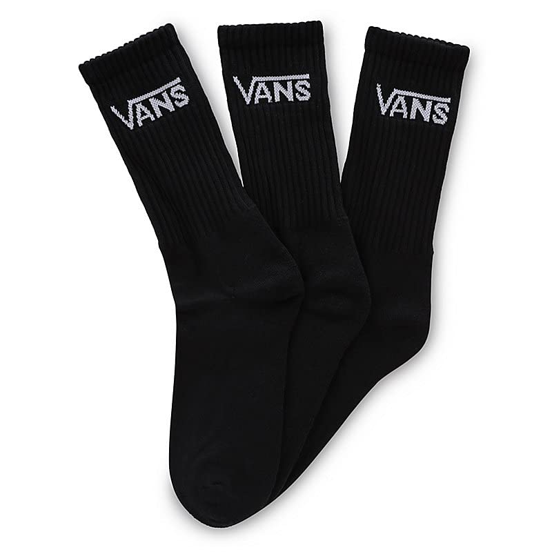 Vans Men's Classic Crew Socks (3 Pairs), Black, Size 9.5-13