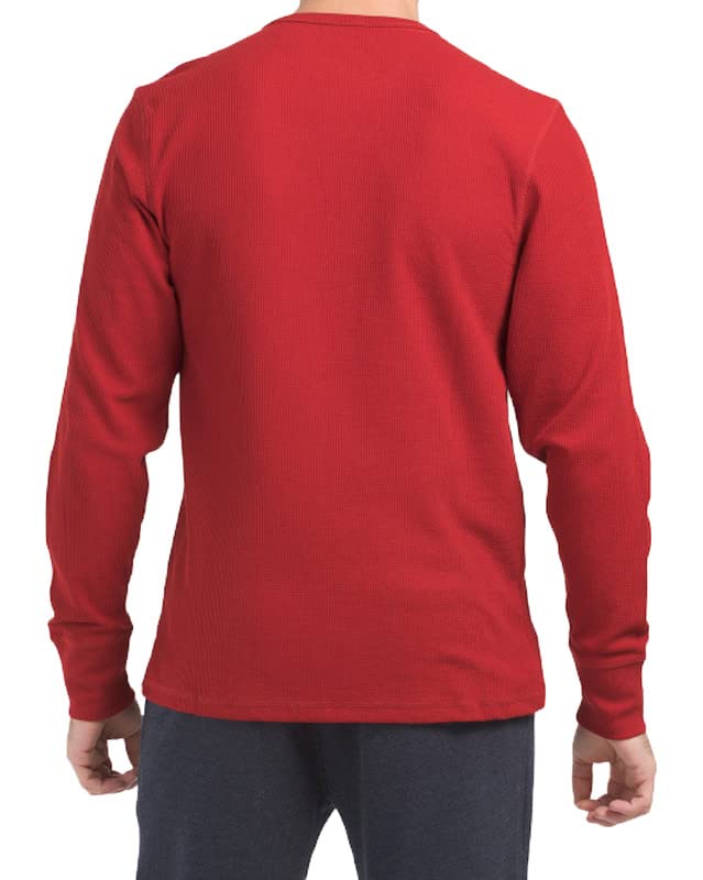 Tommy Hilfiger Men's Thermal Long Sleeve Crew Neck Shirt, Beet Red, Large