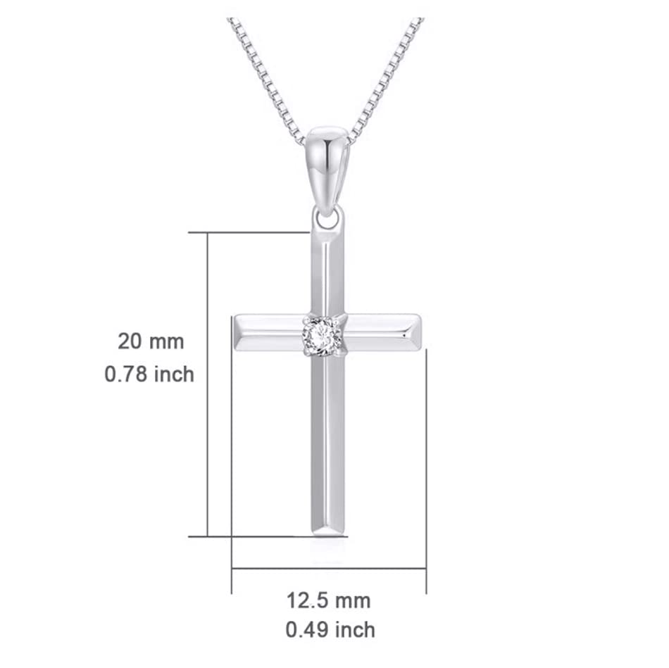 SISGEM 14k White Gold Diamond Cross Necklace for Women, Real Gold Box Chain with Cross Pendant, Religious Jewelry Gifts for Her, (0.05ct) 18 Inch