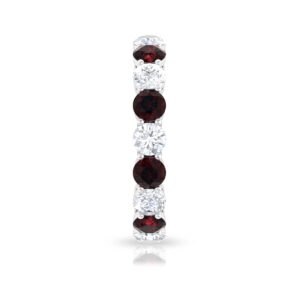 Rosec Jewels Natural Garnet Eternity Wedding Band, Full Eternity Ring for Women, Aaa Quality, 14K White Gold, Size:US 8.00