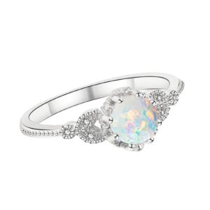 YDD 10K Gold Opal Rings for women 1 Carat(1 CT) Opal Engagement Rings for Women Opal Birthstone Anniversary Ring Free Engraved Size 12