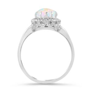 YDD 18K Gold Opal Rings for women 2 Carat(2 CT) Halo Pear Cut Opal Engagement Rings for Women Opal Birthstone Anniversary Ring Free Engraved Size 5.5