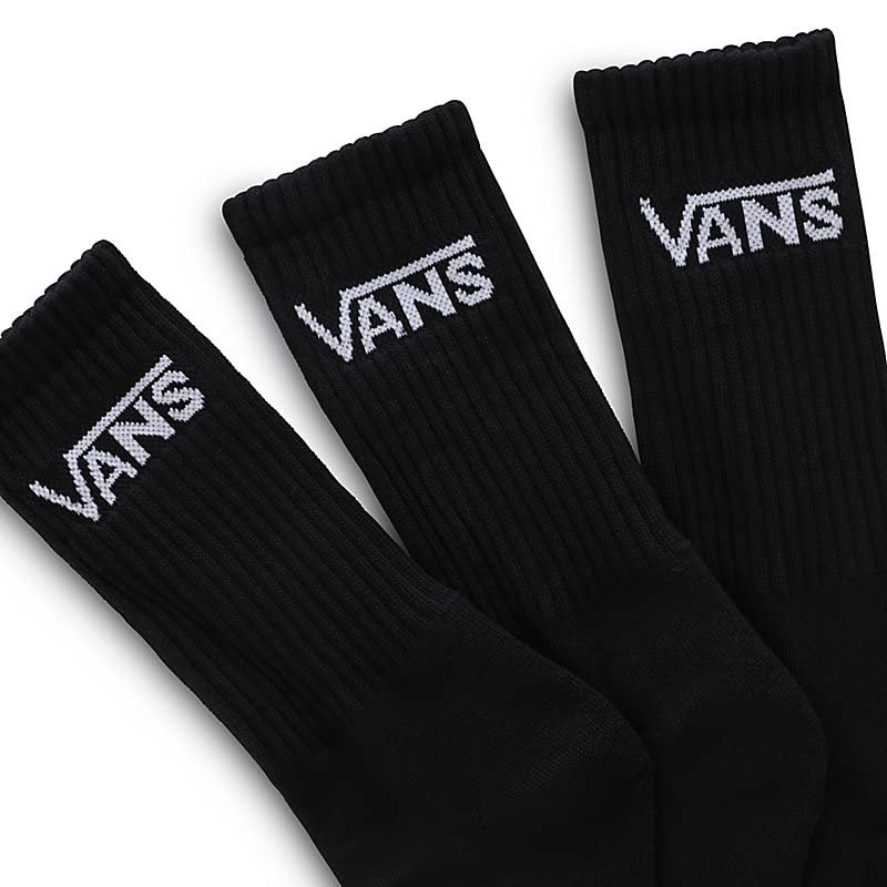 Vans Men's Classic Crew Socks (3 Pairs), Black, Size 9.5-13