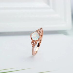 YDD 10K Gold Opal Rings for women 1 Carat(1 CT) Opal Engagement Rings for Women Opal Birthstone Anniversary Ring Free Engraved Size 12