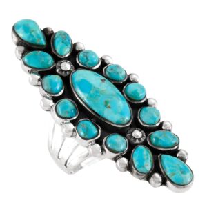 Turquoise Ring Sterling Silver 925 Genuine Gemstones Size 6 to 11 (Turquoise) (11)