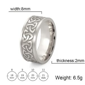 SIPURIS Celtic Trinity Knot Ring Witches Knot Irish Triquetra Knot Spinner Ring Stainless Steel Nordic Viking Ring Band Jewelry for Men,Women (10, Sliver2)