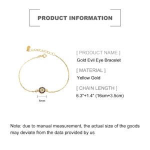 PAENENPH 14K Gold Moissanite Evil Eye Bracelet, Evil Eye Charm Guardian Bracelet, Fashion Christmas Jewelry Gift (Yellow, 14K)