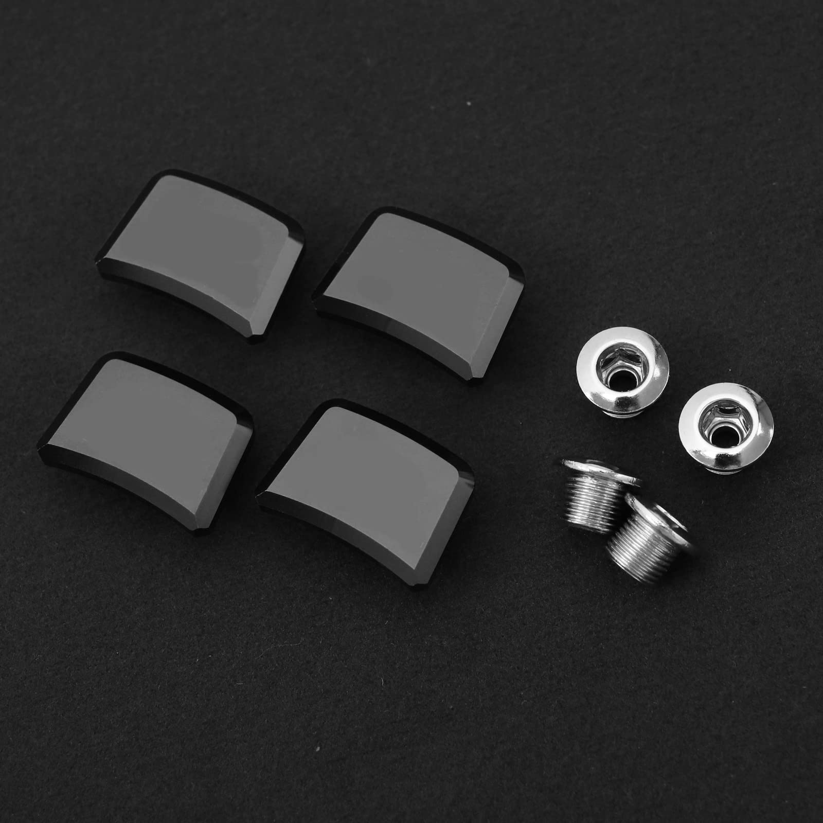 eMagTech 4PCS Single Chainring Bolts with Crankset Screws CNC Aluminum Alloy for Mountain Bikes Road Bike Folding Bike Downhill Bike MTB BMX 25x18mm Black