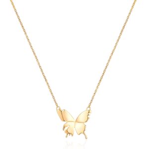 MTMY Gold Pendant Necklace for Women 14K Gold Plated Snake Bee Hummingbird Dove Eagle Animal Necklace Dainty Necklace Simple Delicate Jewelry (butterfly 5)