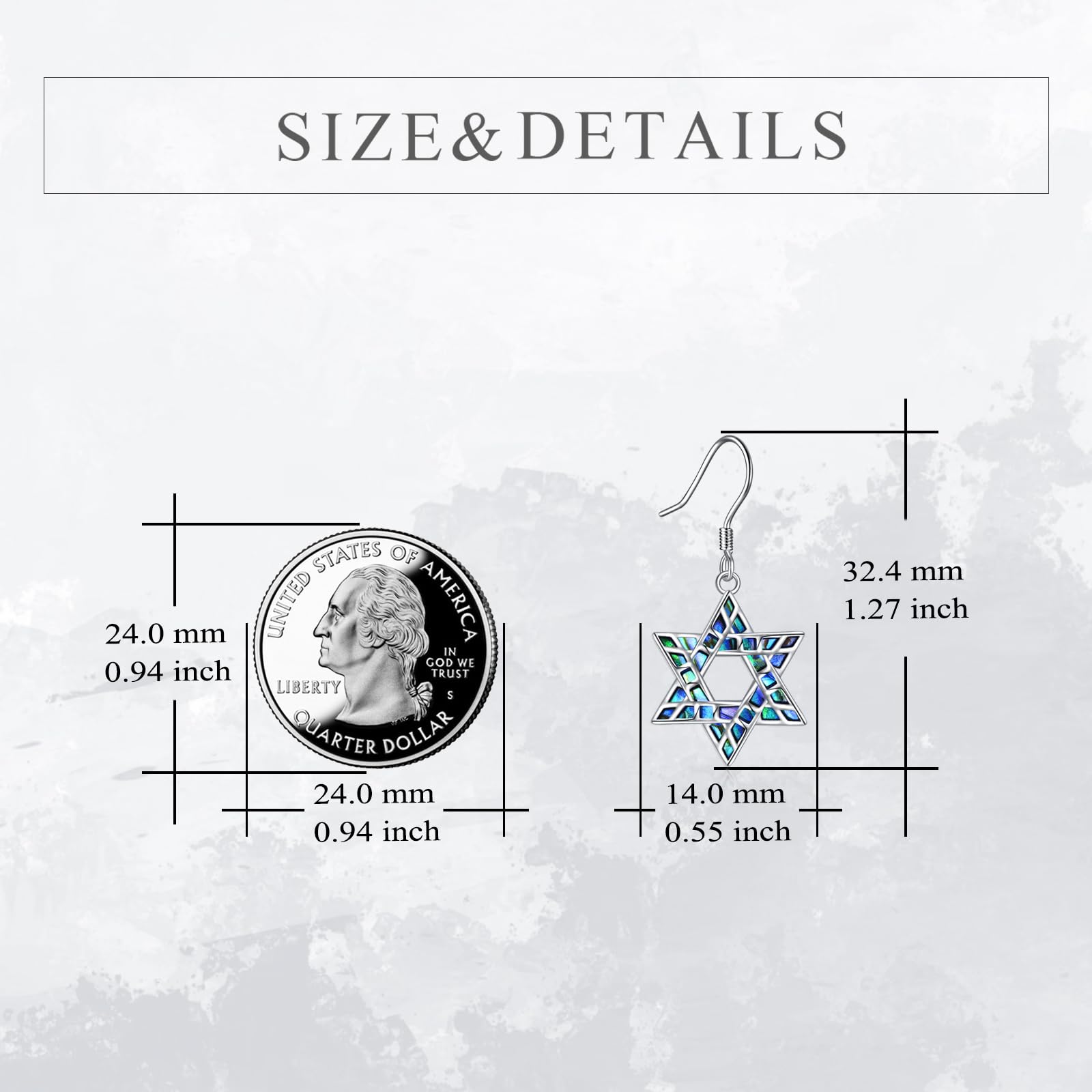 YFN Star of David Earrings Sterling Silver Star Dangle Earrings for Women