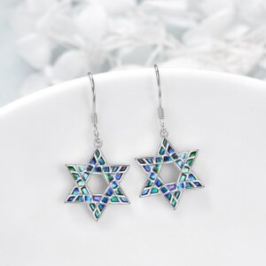 YFN Star of David Earrings Sterling Silver Star Dangle Earrings for Women