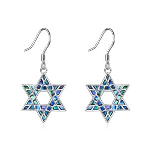 yfn star of david earrings sterling silver star dangle earrings for women