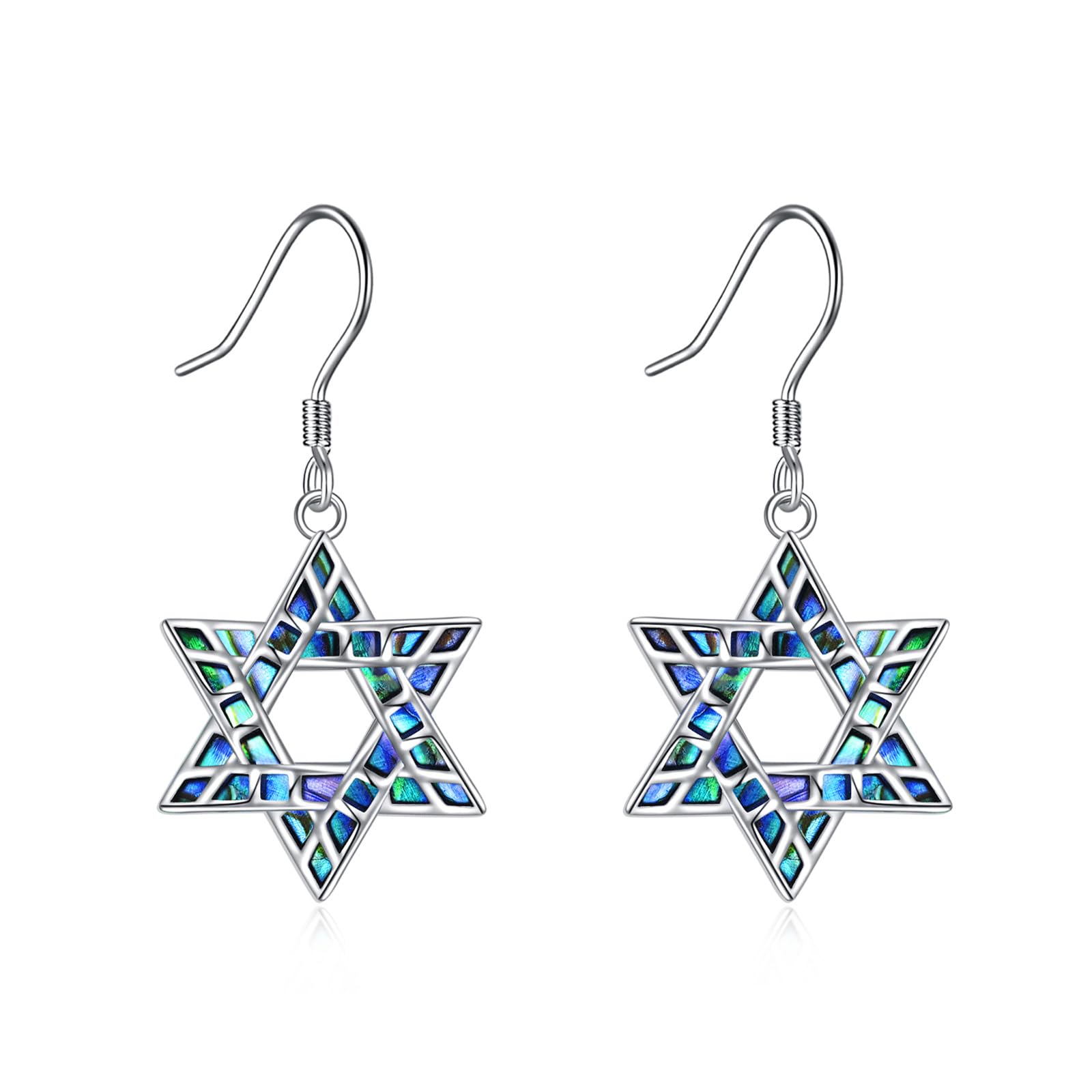 YFN Star of David Earrings Sterling Silver Star Dangle Earrings for Women