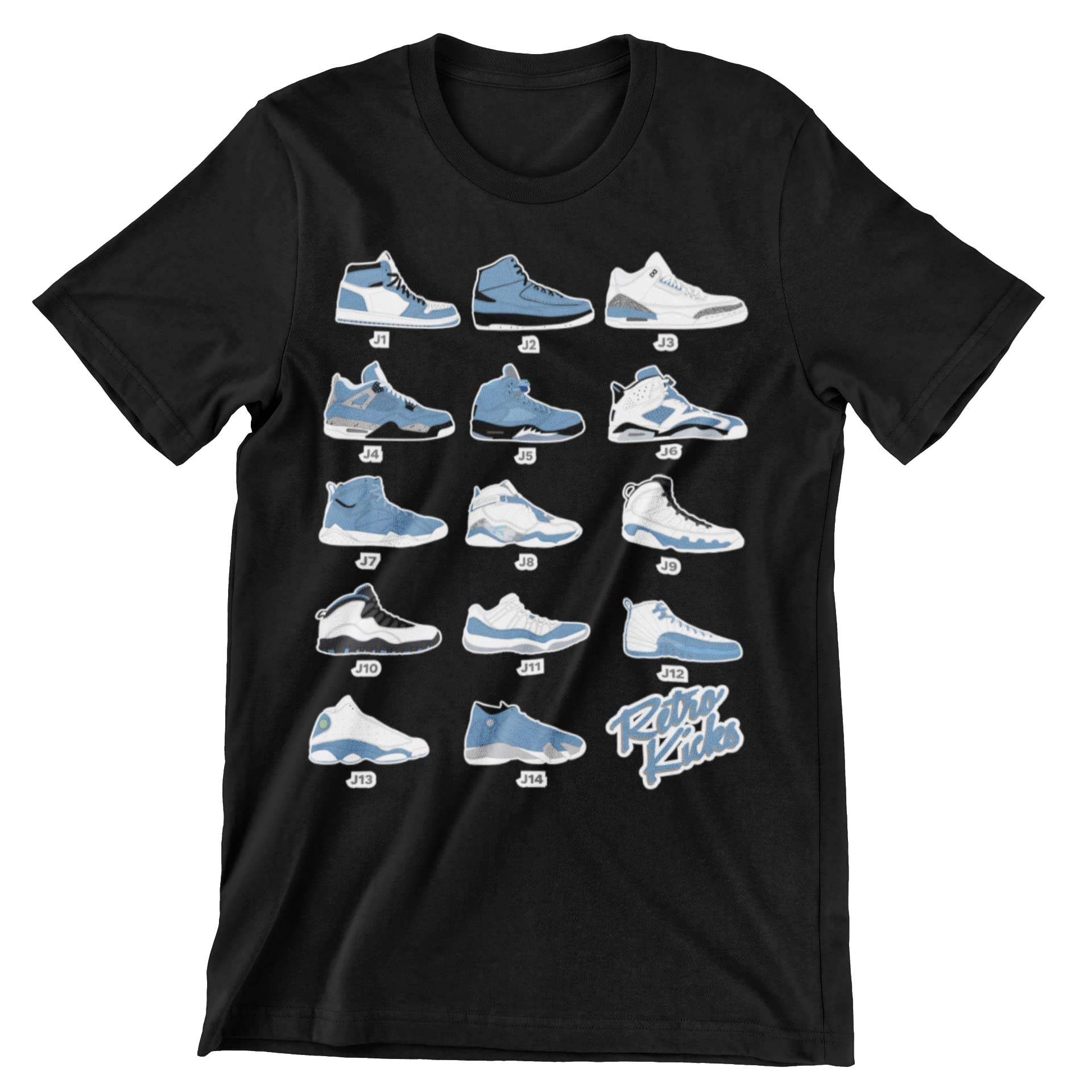 Jordan Retro Sneakers University Blue Image T Shirt to Match Jordans, Tee to Match Jordan 1 2 3 4 5 6 11 12 13