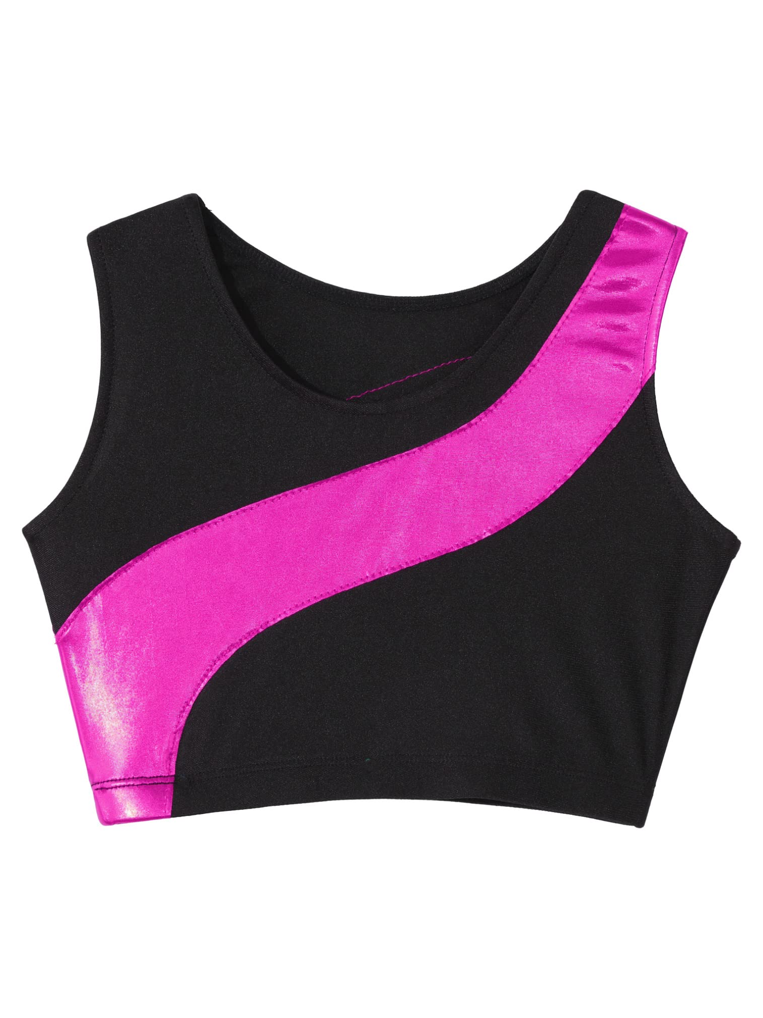 easyforever Kids Girls Sleeveless Shiny Rhinestone Ballet Dance Crop Tank Top Yoga Vest Sports Gymnastic Workout Bra Hot Pink 8 Years