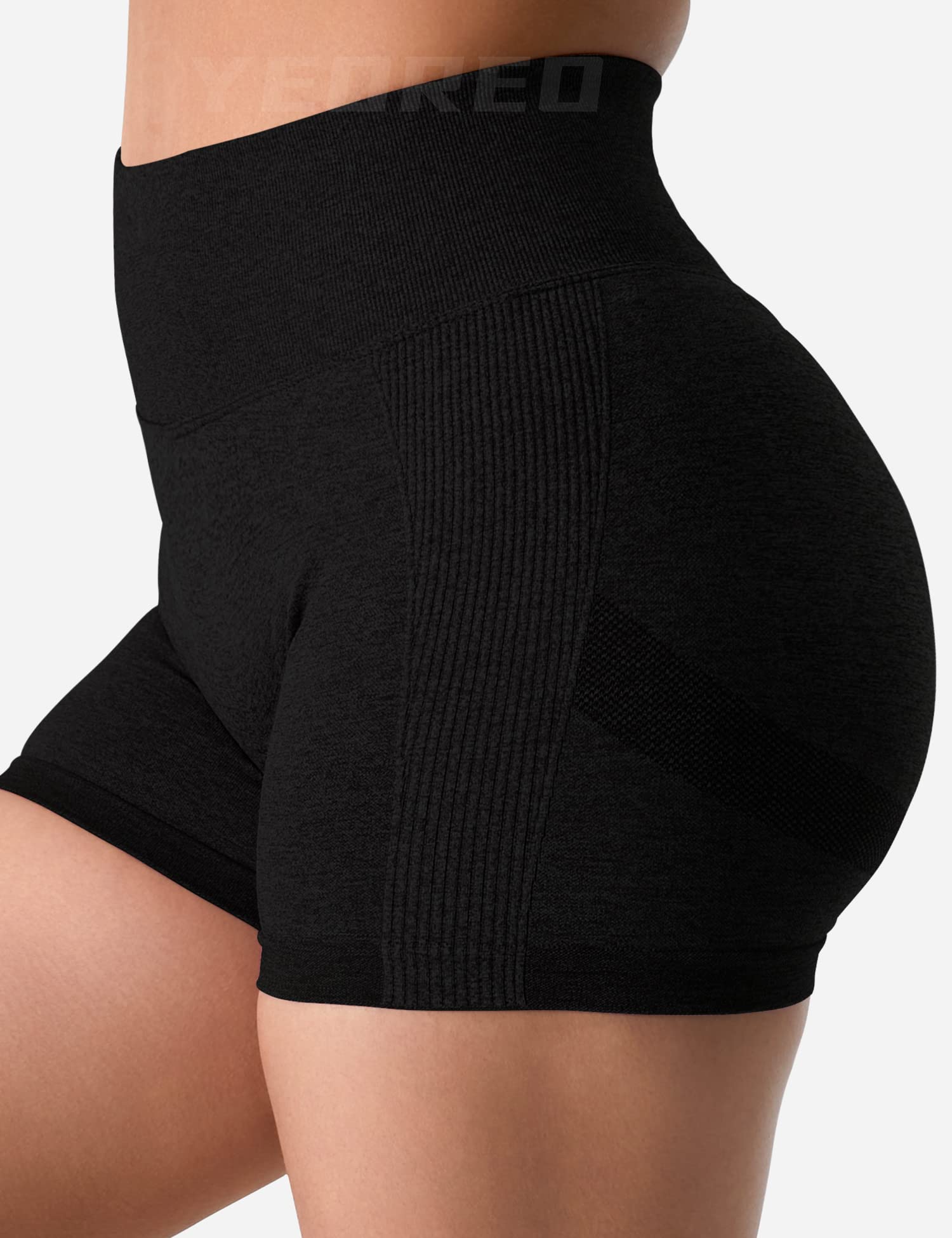 YEOREO Professional Women Workout Shorts 3.6" Scrunch Shorts Seamless High Waisted Contour Gym Yoga Biker Shorts Black Night