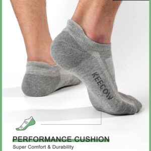 KEECOW Mens Athletic Socks 9-12 Grey Low Cut Short Cushioned Socks for Men Women 6 Pairs Breathable, Performance