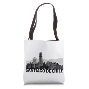 Santiago de Chile City Skyline Silhouette Outline Sketch Tote Bag