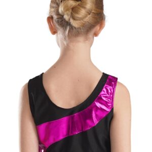 easyforever Kids Girls Sleeveless Shiny Rhinestone Ballet Dance Crop Tank Top Yoga Vest Sports Gymnastic Workout Bra Hot Pink 8 Years