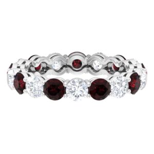 rosec jewels natural garnet eternity wedding band, full eternity ring for women, aaa quality, 14k white gold, size:us 8.00