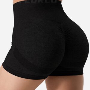 YEOREO Professional Women Workout Shorts 3.6" Scrunch Shorts Seamless High Waisted Contour Gym Yoga Biker Shorts Black Night