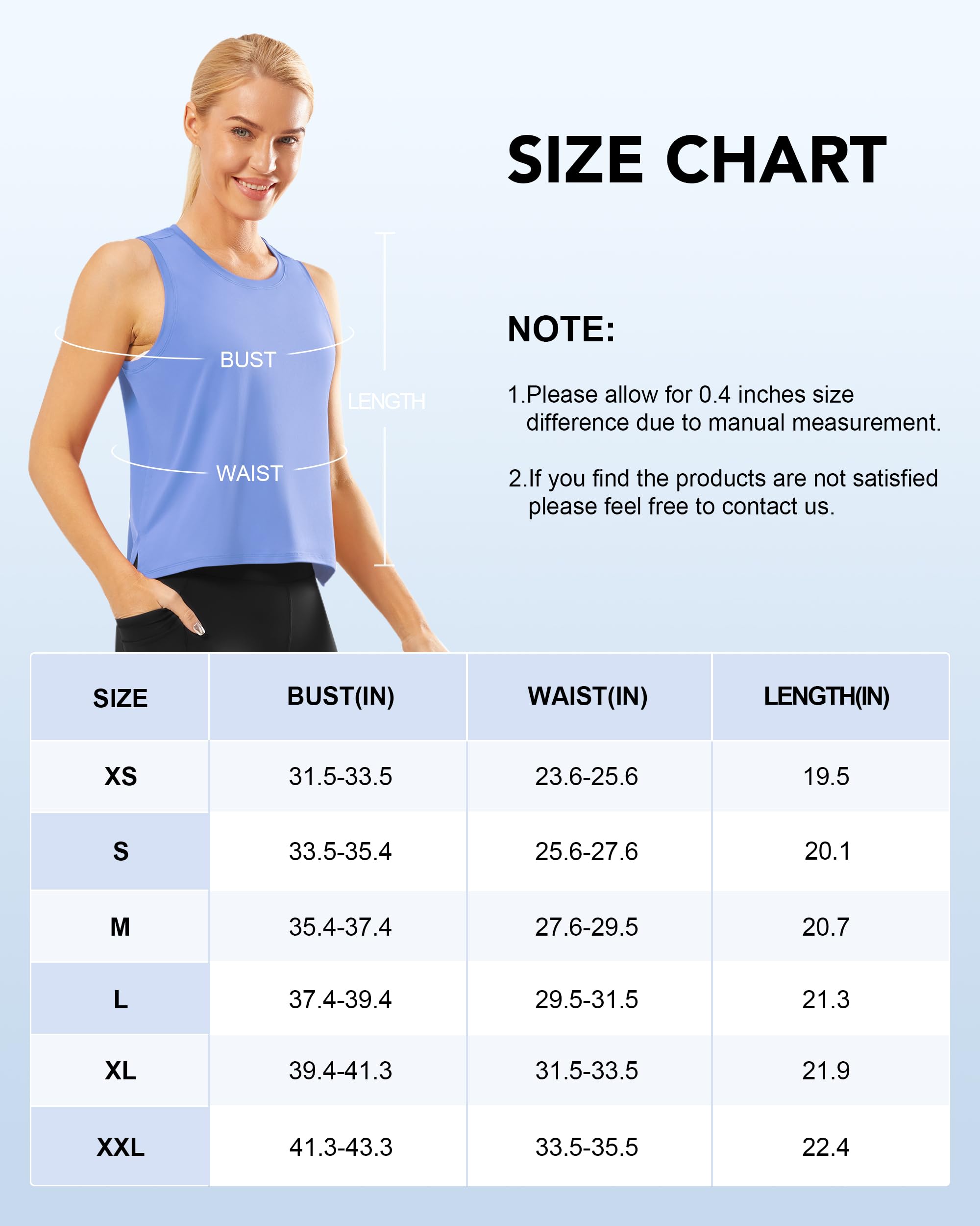 Workout Tops for Women Crop Sleeveless Workout Shirts for Women Athletic Running Yoga Tank Top for Women Blue