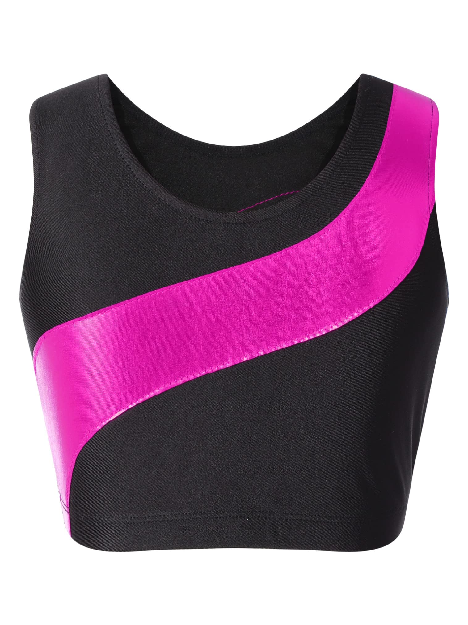 easyforever Kids Girls Sleeveless Shiny Rhinestone Ballet Dance Crop Tank Top Yoga Vest Sports Gymnastic Workout Bra Hot Pink 8 Years