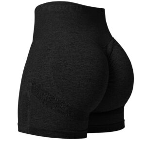 YEOREO Professional Women Workout Shorts 3.6" Scrunch Shorts Seamless High Waisted Contour Gym Yoga Biker Shorts Black Night