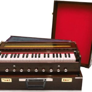 Original Superbrass American Pinewood 9-Stopper 3½ Octaves Portable Folding Indian Harmonium with Special Reeds + Fiberglass Case