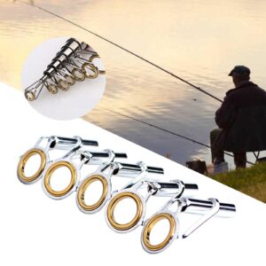 5X Fishing Rod Tip Guide Set Stainless Steel Replacement Rod Accessories Circle Tools for Rod, 7 Size Gold