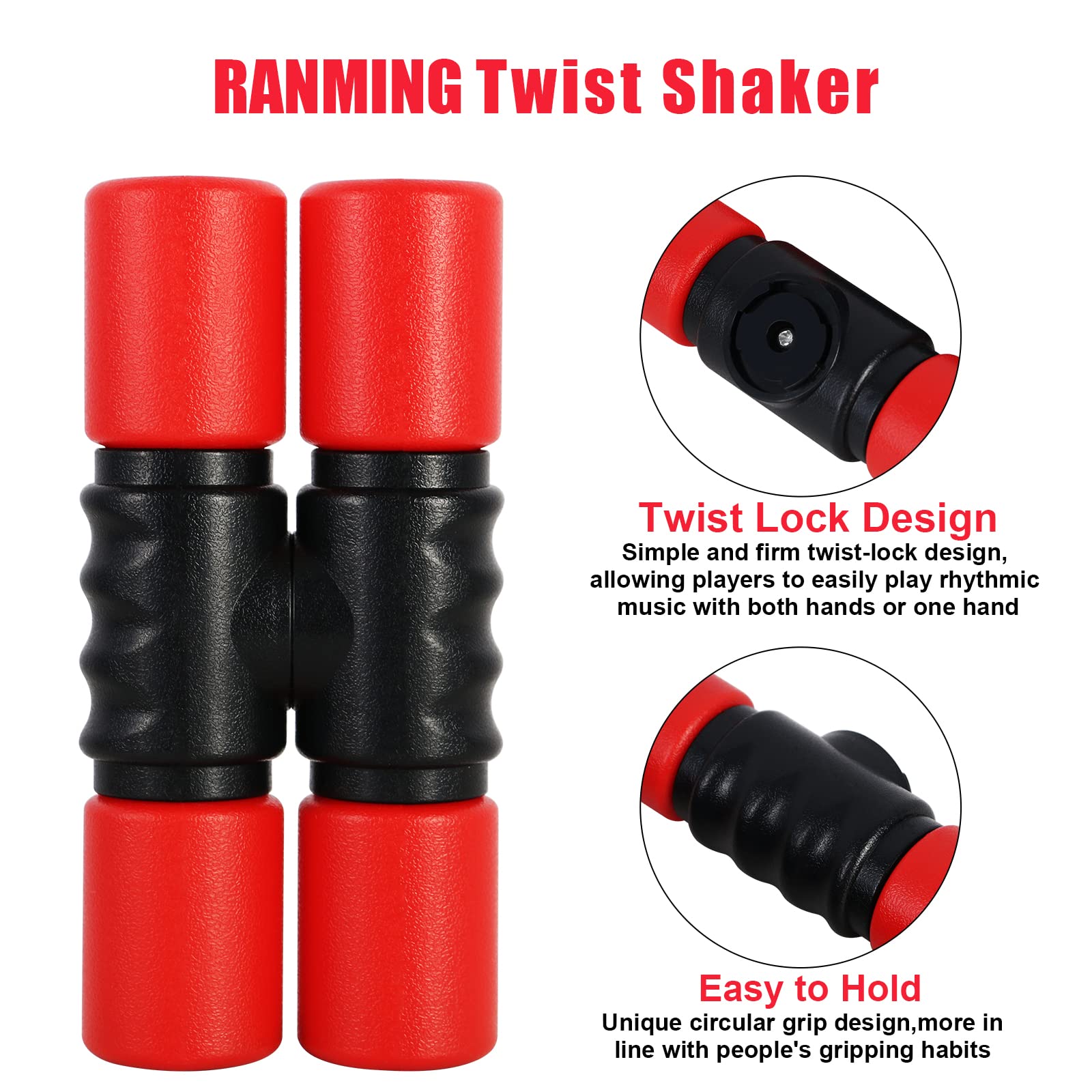 RANMING Twist Shaker 3PCS Double Row Shakers Percussion Instruments Set Medium Volumelatin Latin Percussion Instruments for Studio,Band,Drummers(Yellow-Blue-Red)