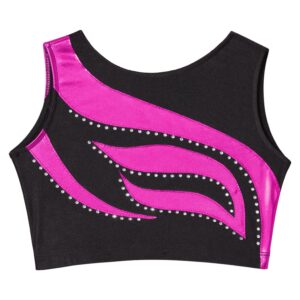 easyforever Kids Girls Sleeveless Shiny Rhinestone Ballet Dance Crop Tank Top Yoga Vest Sports Gymnastic Workout Bra Hot Pink 8 Years