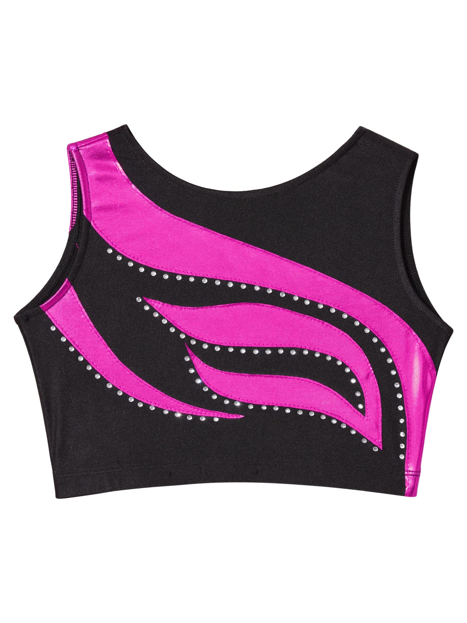 easyforever Kids Girls Sleeveless Shiny Rhinestone Ballet Dance Crop Tank Top Yoga Vest Sports Gymnastic Workout Bra Hot Pink 8 Years