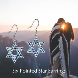 YFN Star of David Earrings Sterling Silver Star Dangle Earrings for Women