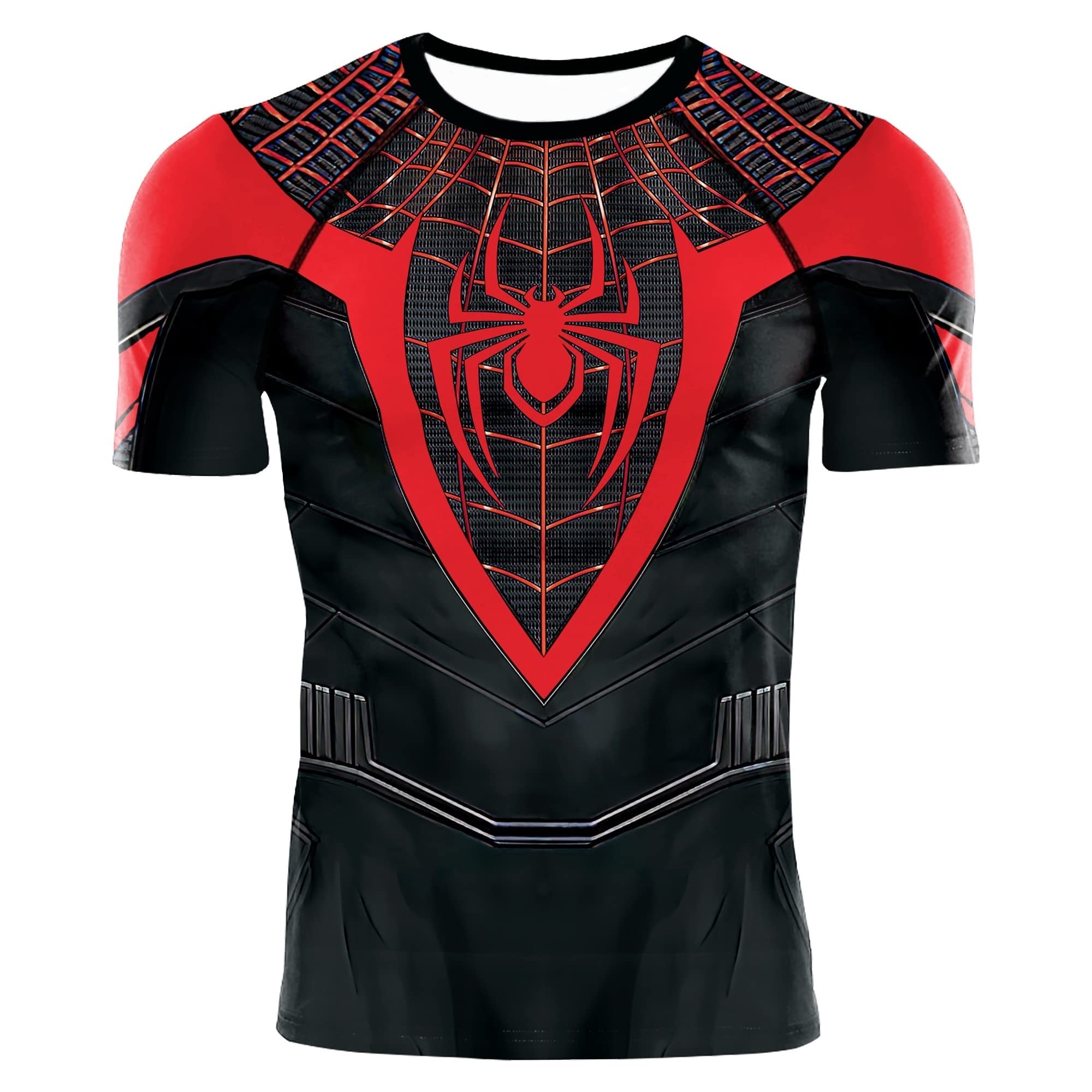 TIMWOODER Men's Compression Shirt, Soft Short Sleeve 3D Print Fitness Sports Shirt Gym T-Shirt