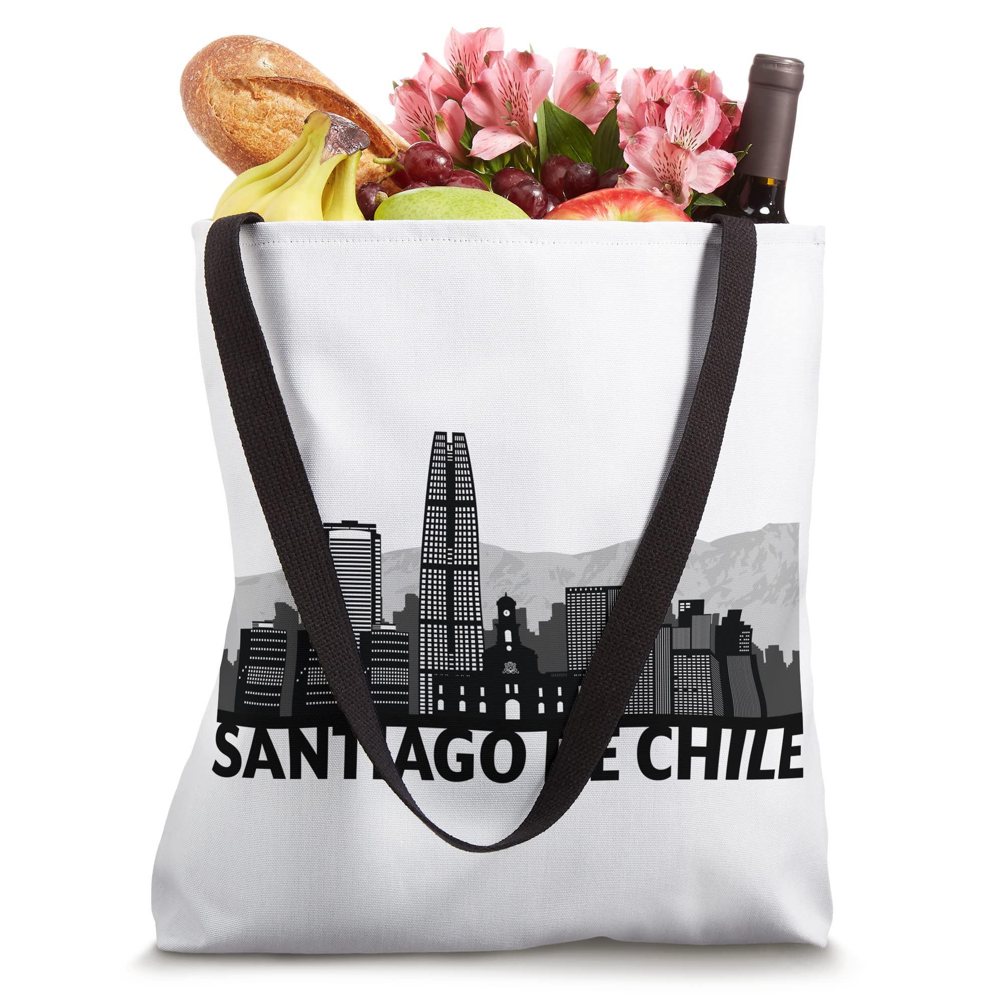 Santiago de Chile City Skyline Silhouette Outline Sketch Tote Bag