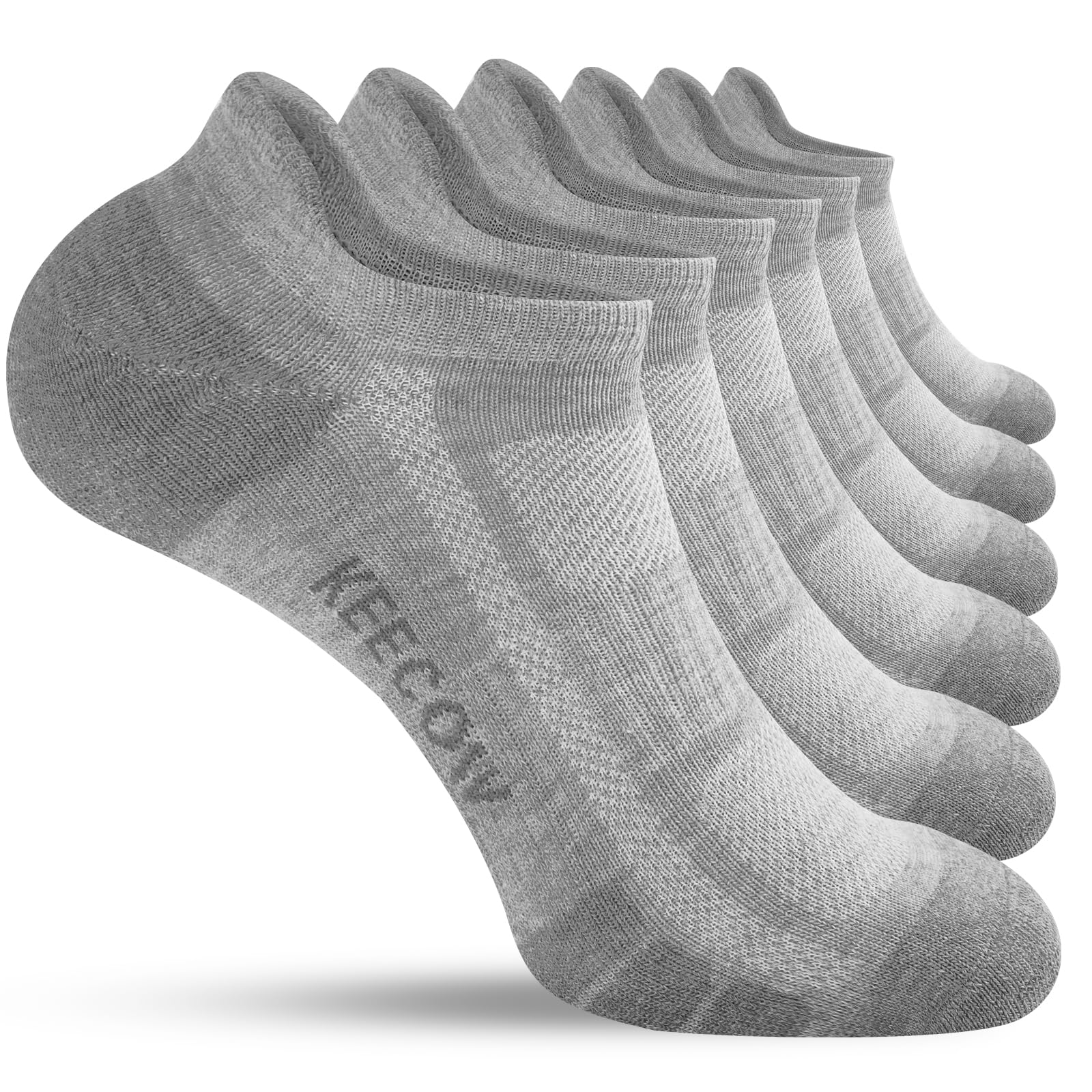 KEECOW Mens Athletic Socks 9-12 Grey Low Cut Short Cushioned Socks for Men Women 6 Pairs Breathable, Performance