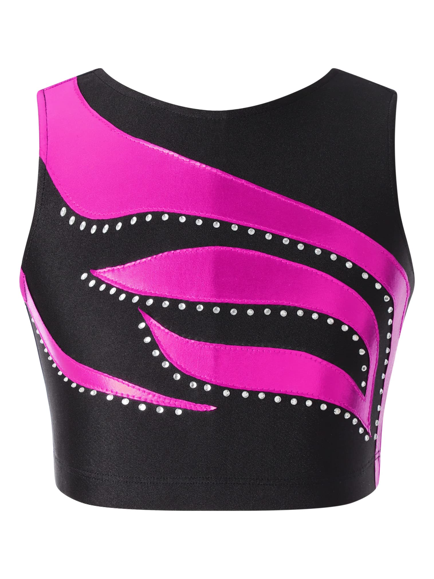 easyforever Kids Girls Sleeveless Shiny Rhinestone Ballet Dance Crop Tank Top Yoga Vest Sports Gymnastic Workout Bra Hot Pink 8 Years