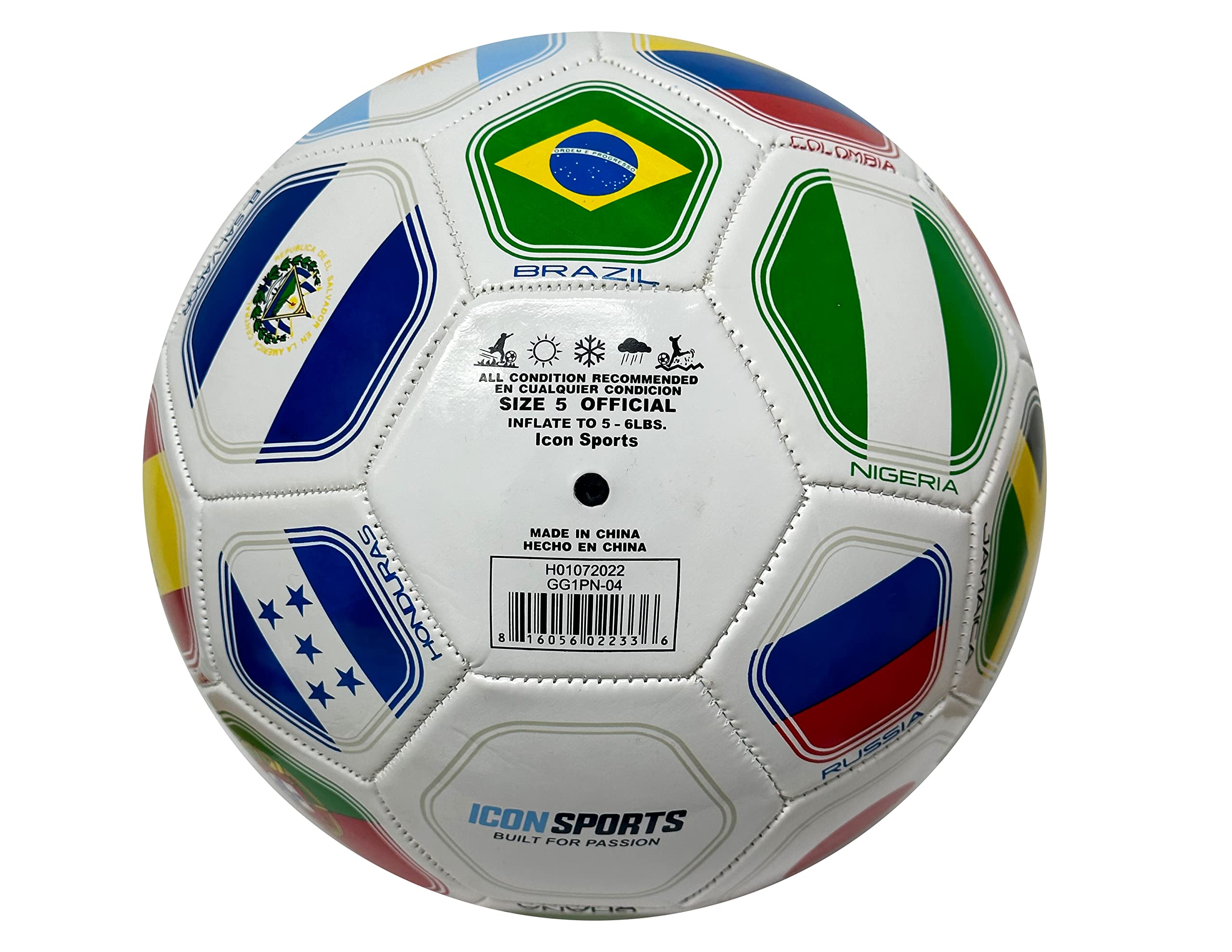 Icon Sports Country Flags Soccer Ball Size 5, World Club National Teams, Flag Soccer Ball #5