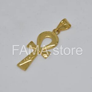 FAMA.store Egyptian Jewelry Ankh Cross Key of Life 18K Solid Yellow Gold necklas Pendant #12