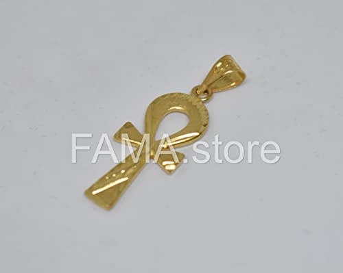 FAMA.store Egyptian Jewelry Ankh Cross Key of Life 18K Solid Yellow Gold necklas Pendant #12