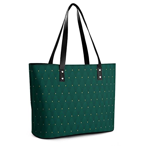 Womens Handbag Dark Green Color Leather Tote Bag Top Handle Satchel Bags For Lady