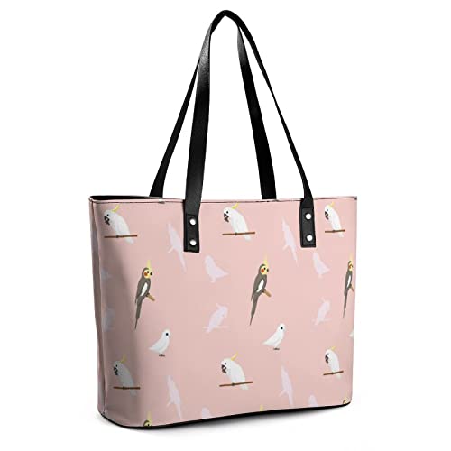 Womens Handbag Parrots Birds Pattern Leather Tote Bag Top Handle Satchel Bags For Lady