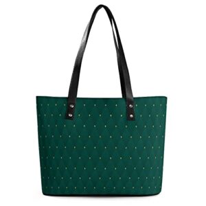 Womens Handbag Dark Green Color Leather Tote Bag Top Handle Satchel Bags For Lady