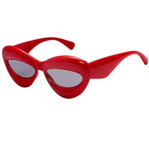 Akirawang Fashion Trendy Cat-eye Sunglasses for Women Oversized Thick Frame Sexy Lip Candy Color Glasses Designer Style